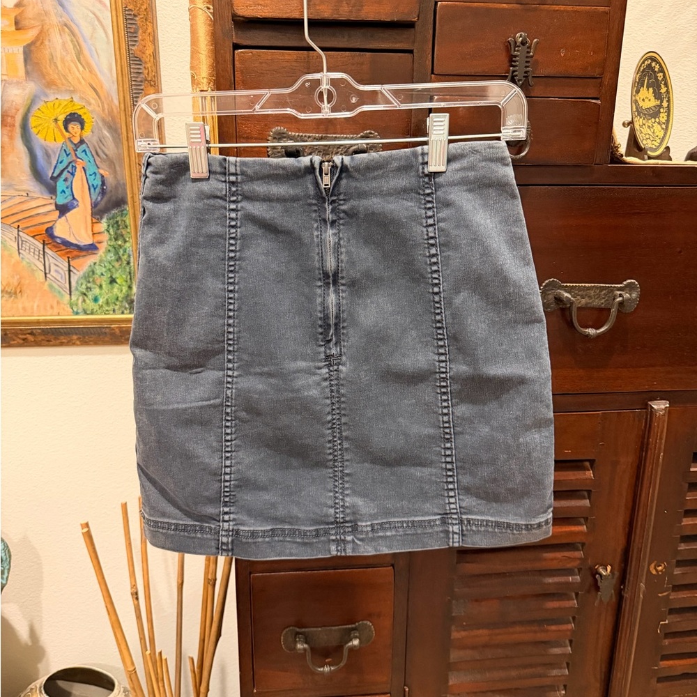 Free People Denim Mini Skirt - Gray